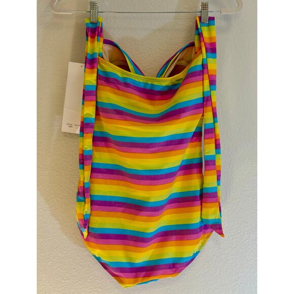 NEW | GIRLHOWDY Swimsuit One Piece Rainbow Stripe Halter Pin Up Retro NWT | 12 - Picture 2 of 8